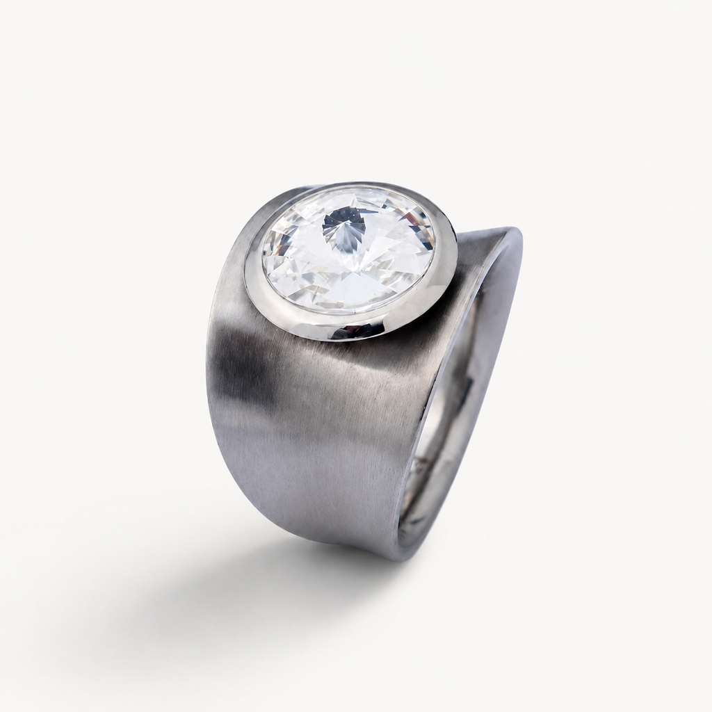 Statement Ring mit Wunschstein aus Edelstahl