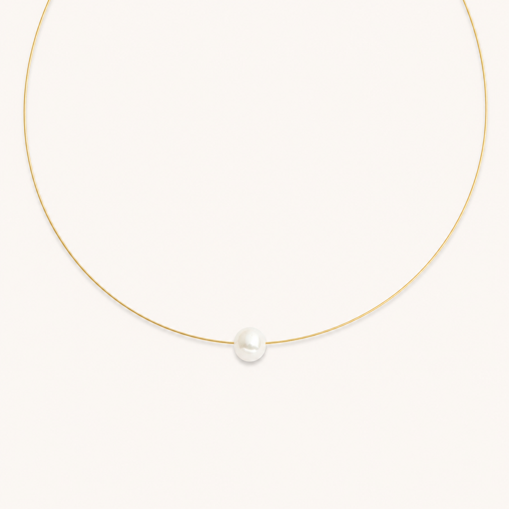 Edelstahldraht Kette mit Süßwasserperle