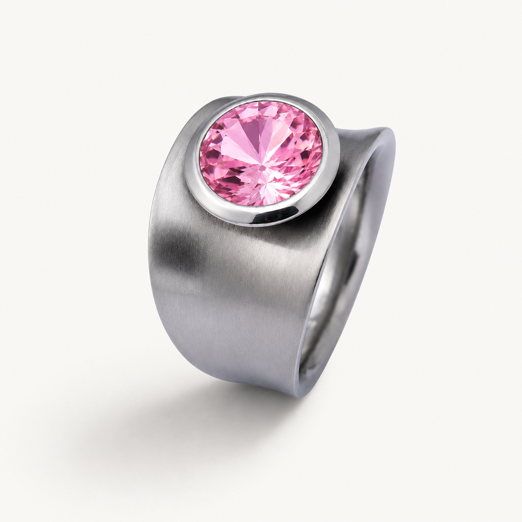 Statement Ring mit Wunschstein aus Edelstahl