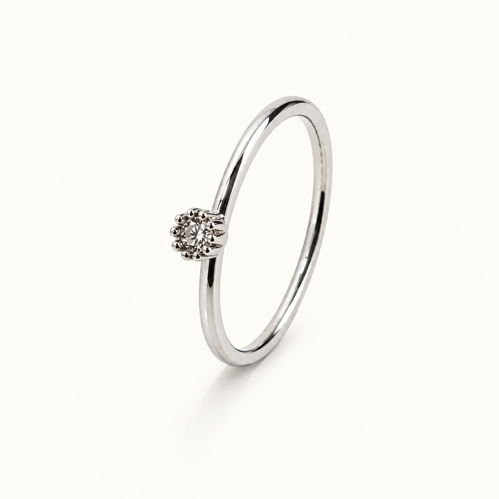 Solitär Ring aus Edelstahl mit Zrikonia
