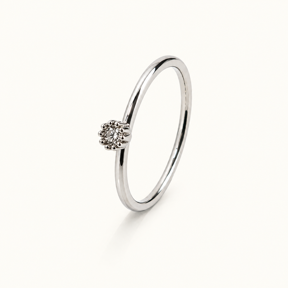 Solitär Ring aus Edelstahl mit Zrikonia