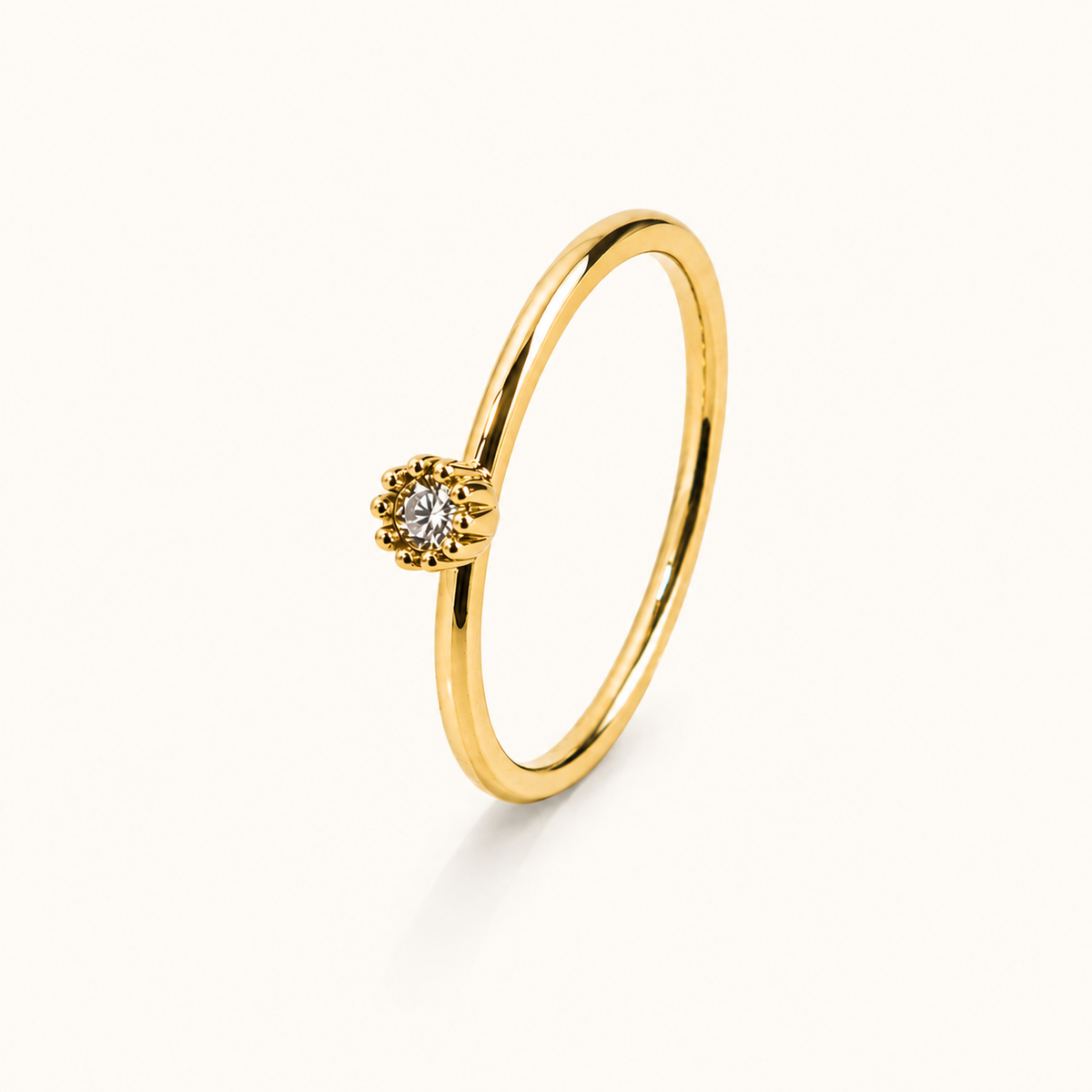 Solitär Ring aus Edelstahl mit Zrikonia