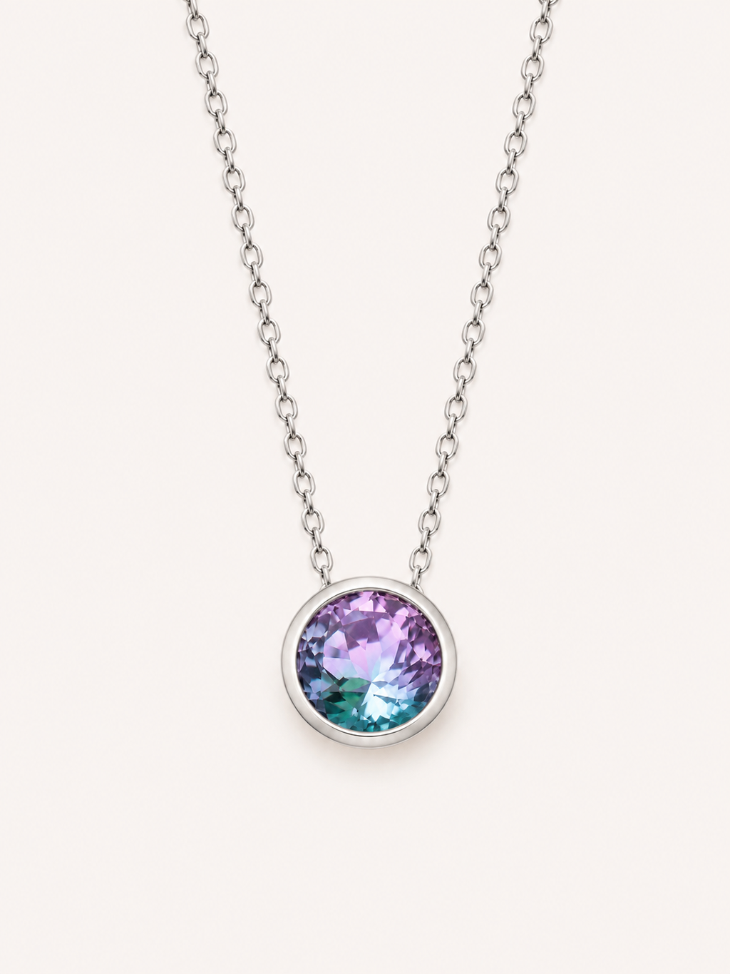 Funkelnde Edelstahl Kette mit 13 mm Stein Anhänger