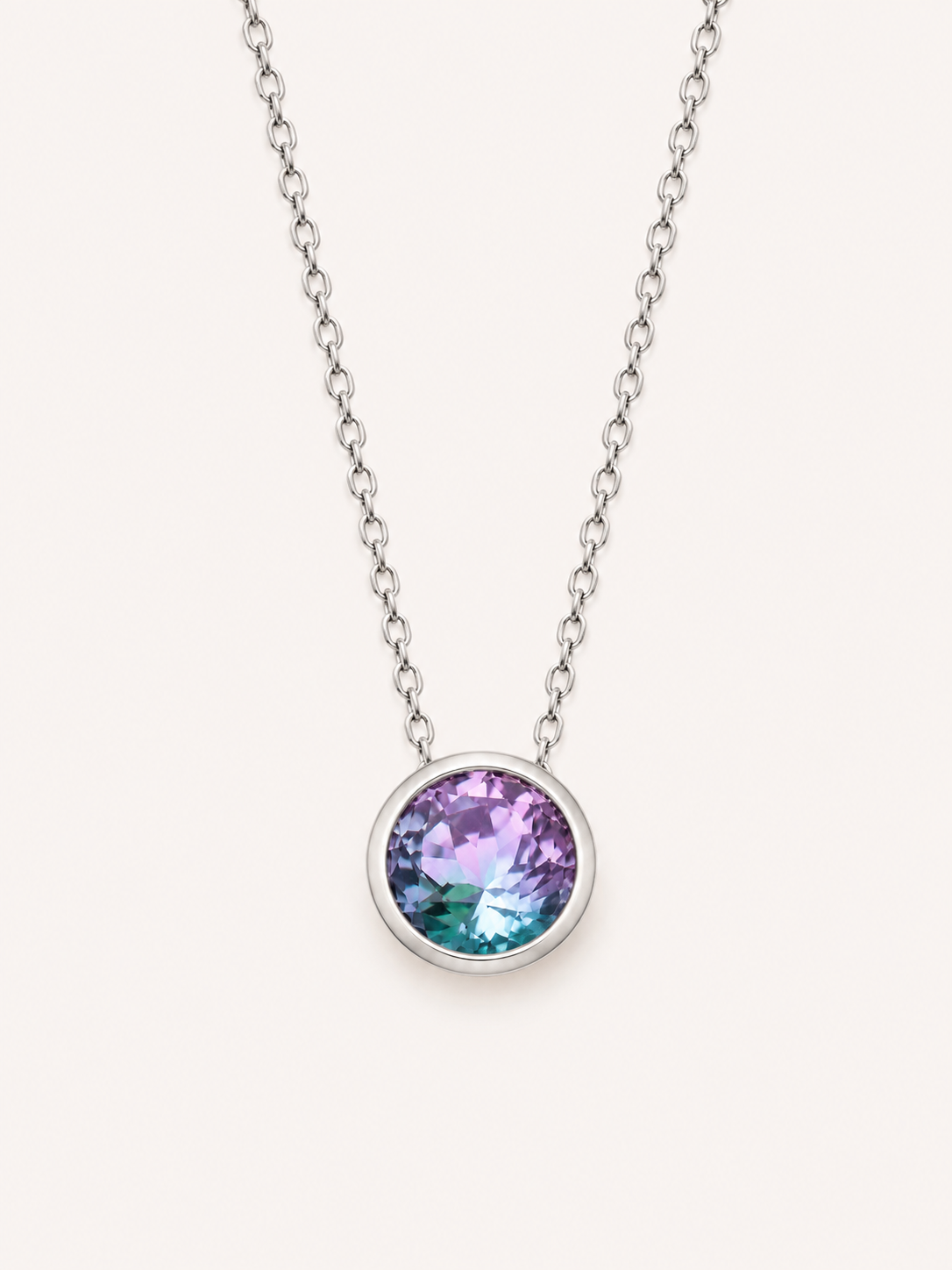 Funkelnde Edelstahl Kette mit 13 mm Stein Anhänger