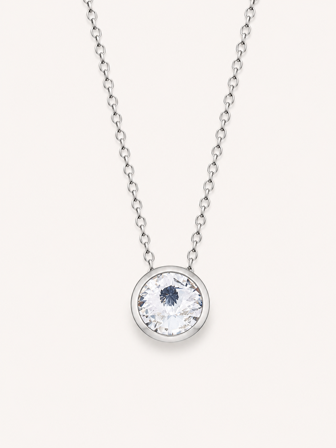 Funkelnde Edelstahl Kette mit 13 mm Stein Anhänger