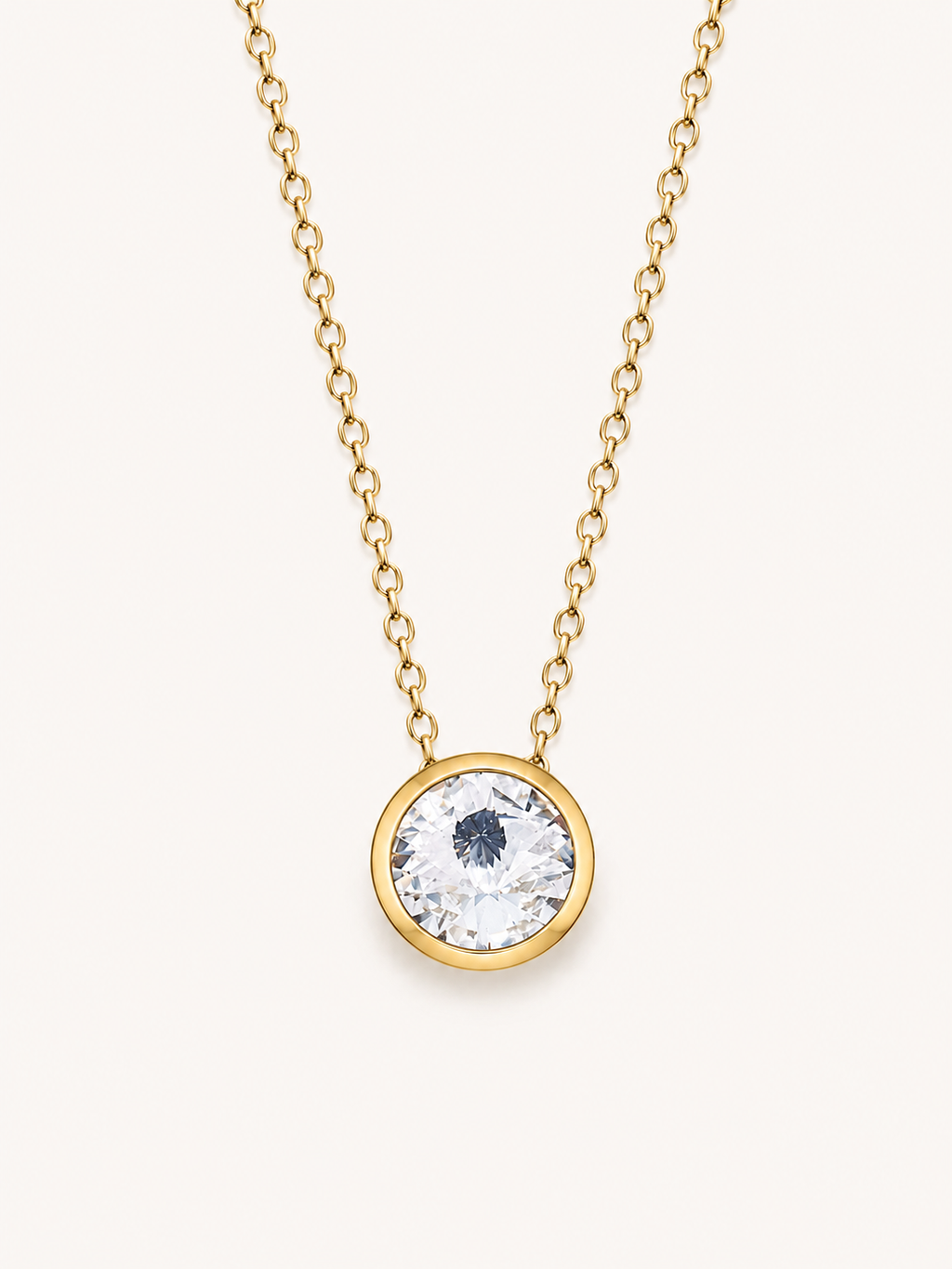 Funkelnde Edelstahl Kette mit 13 mm Stein Anhänger