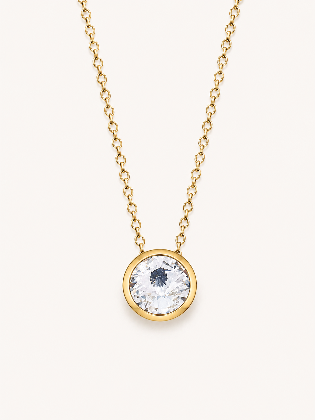 Funkelnde Edelstahl Kette mit 13 mm Stein Anhänger