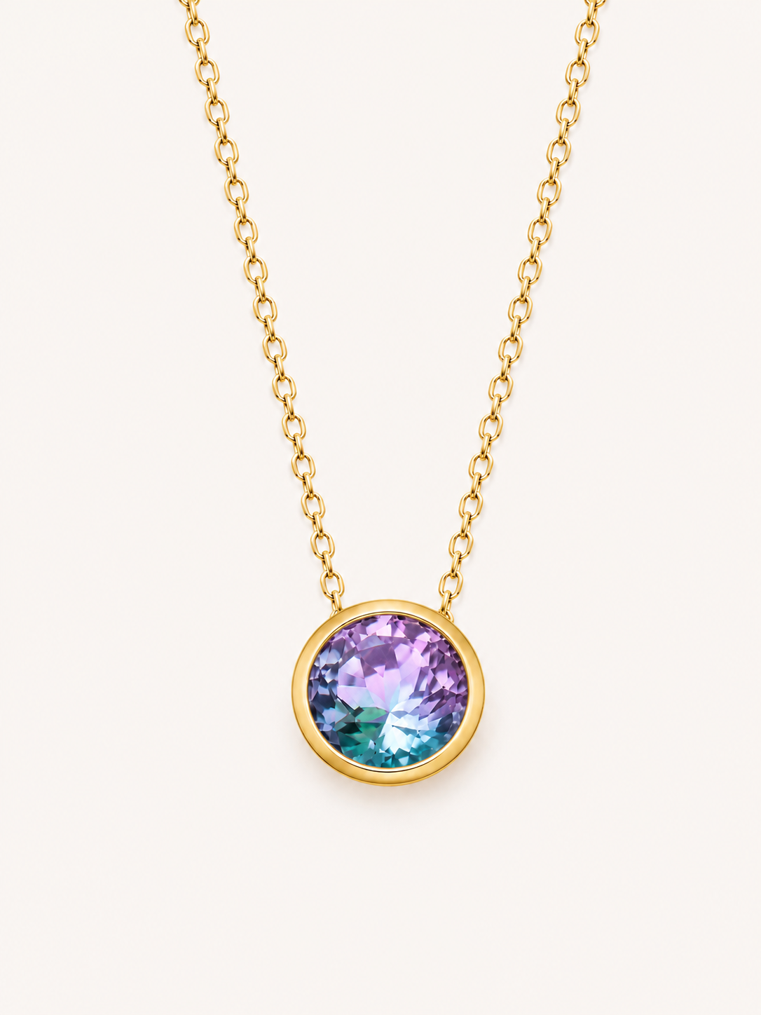 Funkelnde Edelstahl Kette mit 13 mm Stein Anhänger