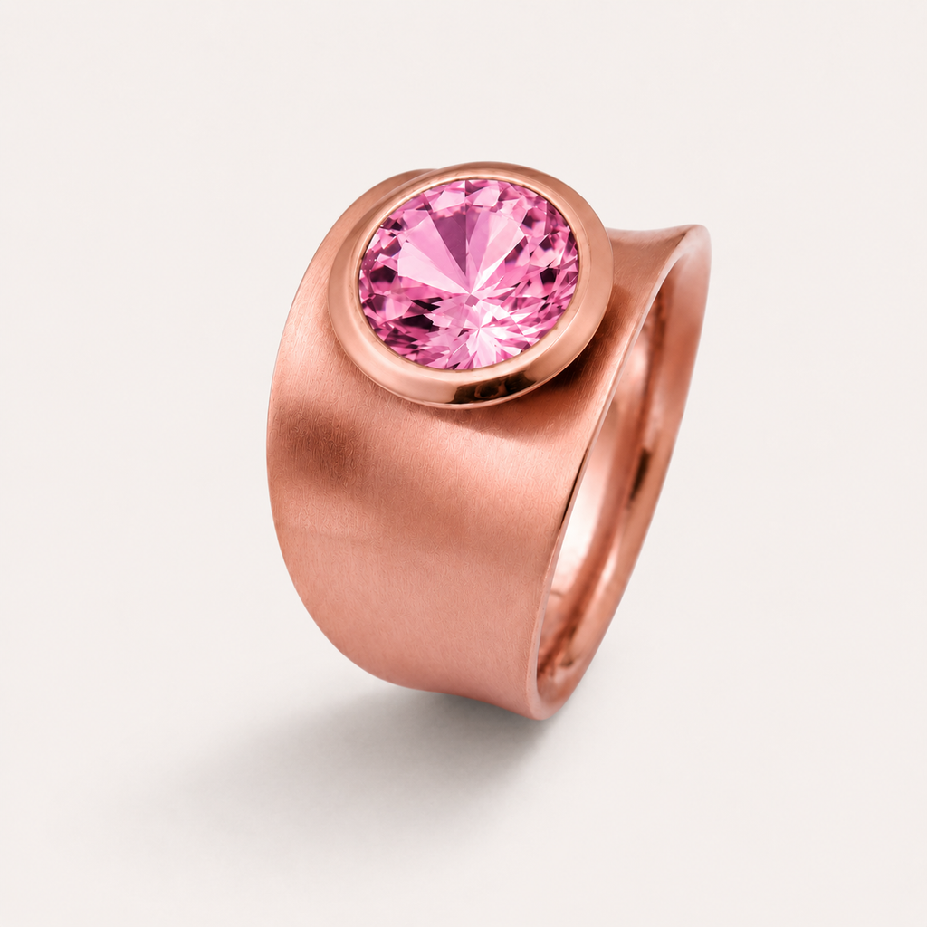 Statement Ring mit Wunschstein aus Edelstahl