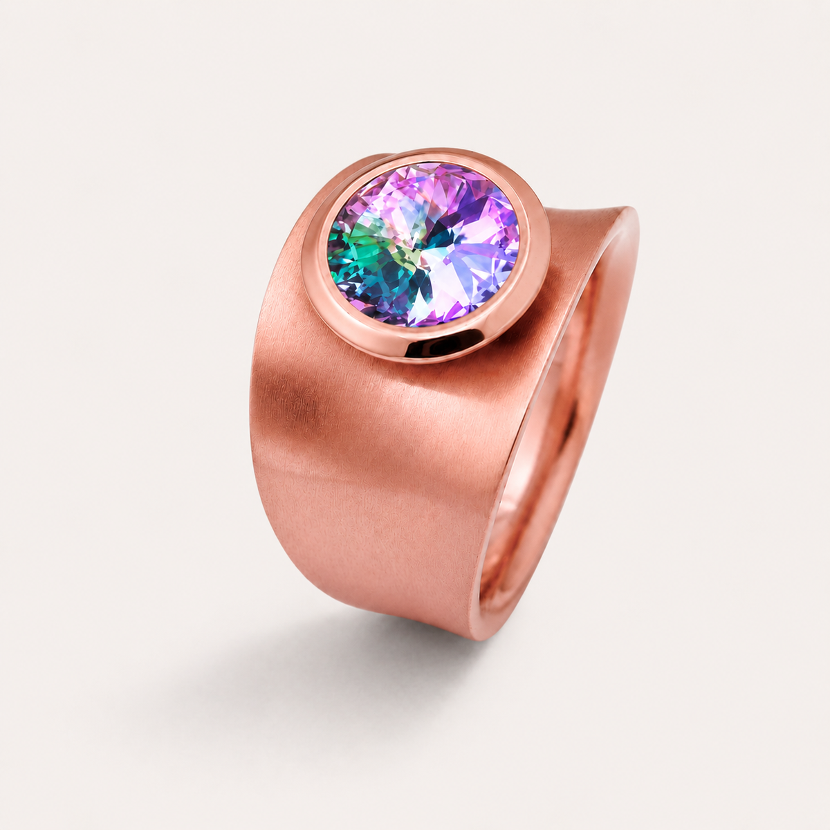 Statement Ring mit Wunschstein aus Edelstahl