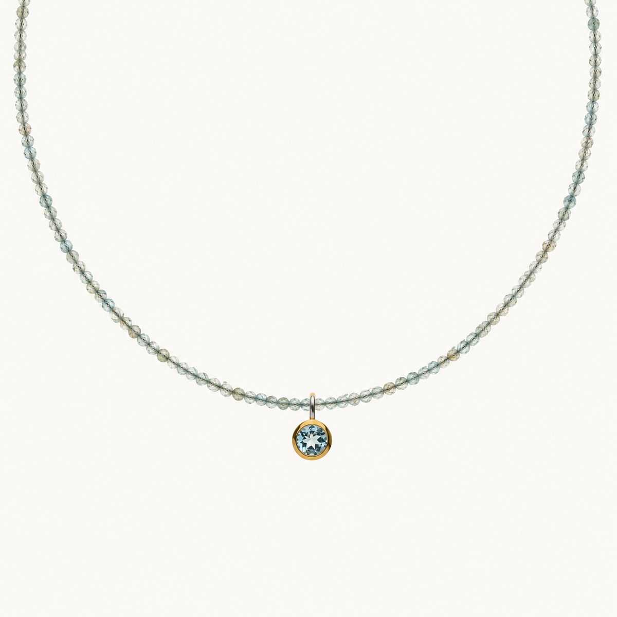 Facettierte Aquamarin-Kette mit blauem Topas-Anhänger