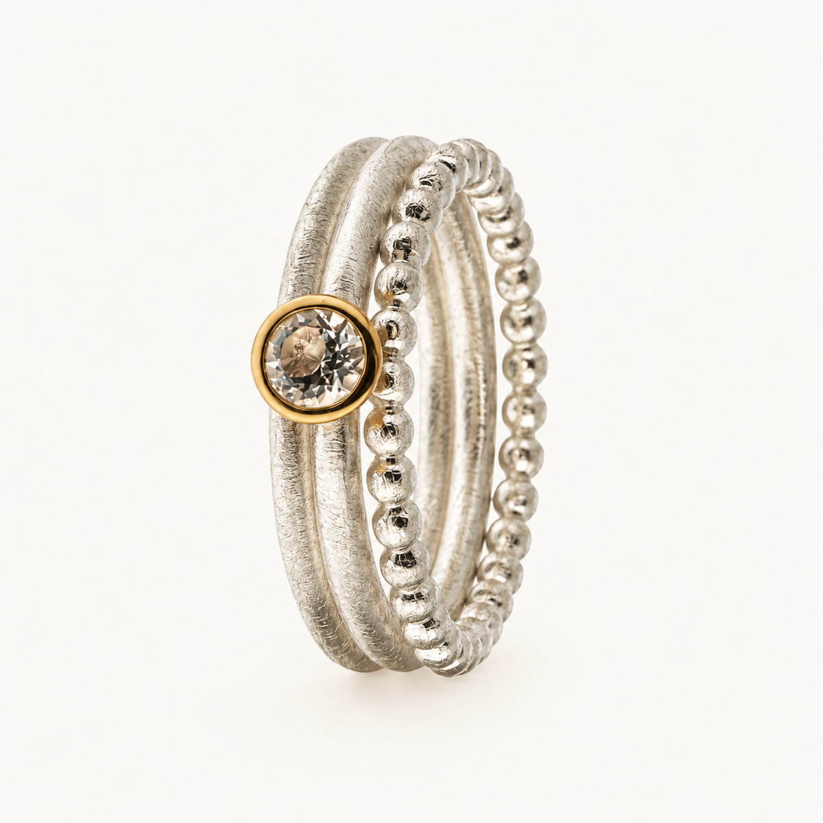 Stacking Ring Set mit weißem Topas · 3-teilig