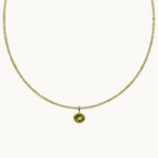 Facettierte Peridot-Kette mit Silberanhänger und vergoldeter Fassung